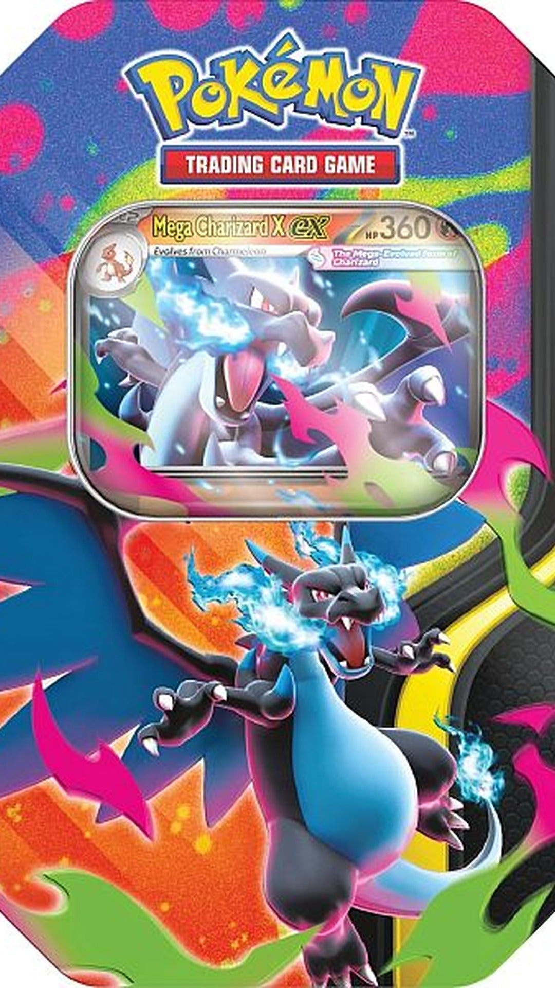 Pokémon Tin: Mega Charizard X ex Collector's Tin Box (4 Boosters) - GeekVortex