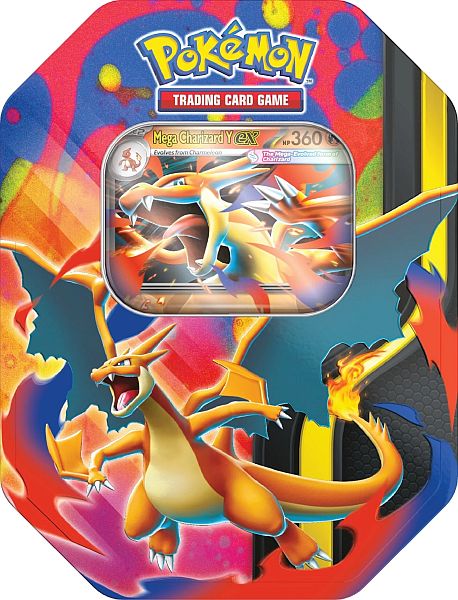 Pokémon Tin: Mega Charizard Y ex Collector's Tin Box (4 Boosters) - GeekVortex