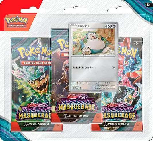 Pokémon Blister Pack - 3 - Pack: Scarlet & Violet – Twilight Masquerade Booster Packs + Snorlax Black Star Promo - GeekVortex